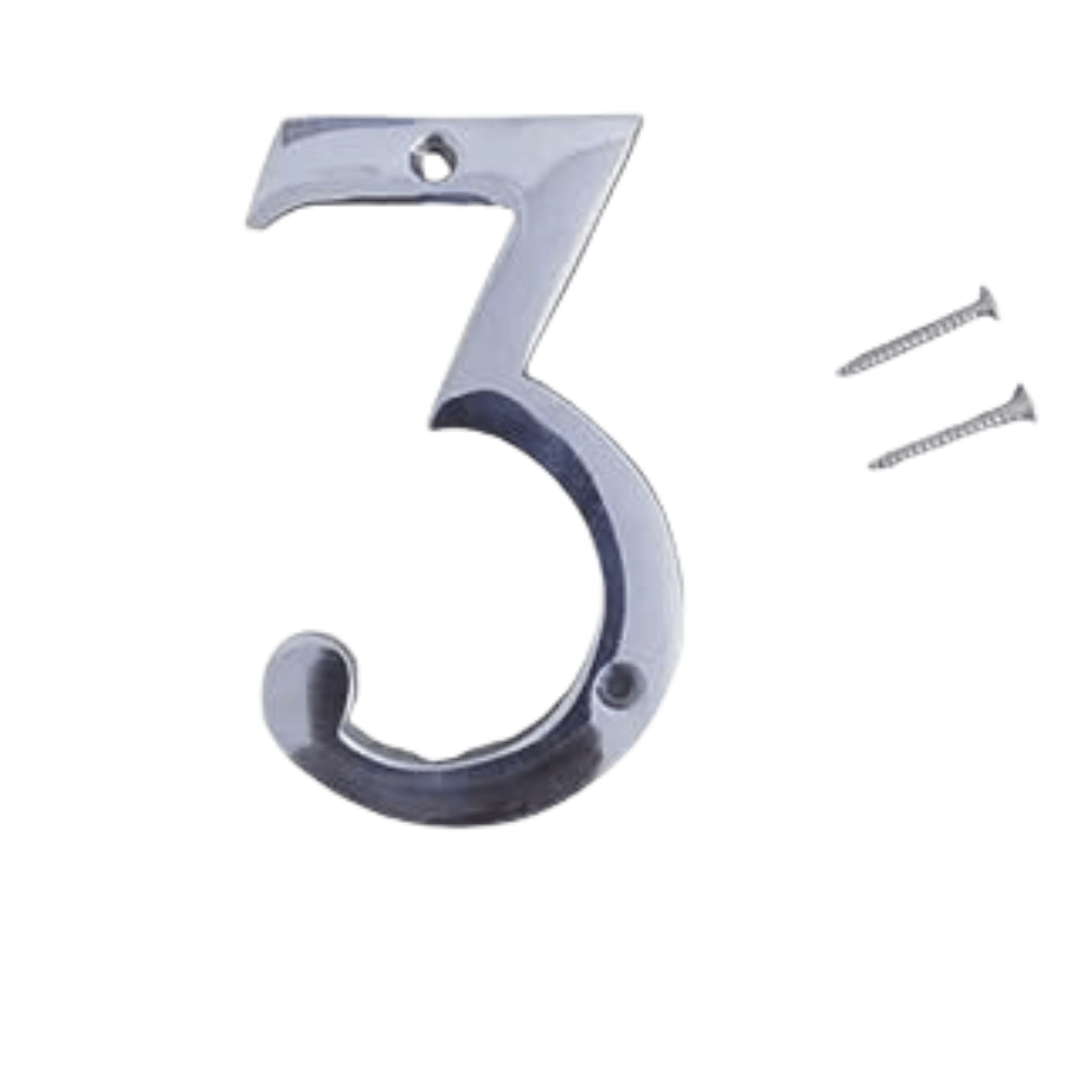 WIGANO 4 inches Silver House door Number 3